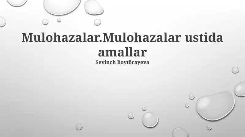 Mulohazalar ustida amallar