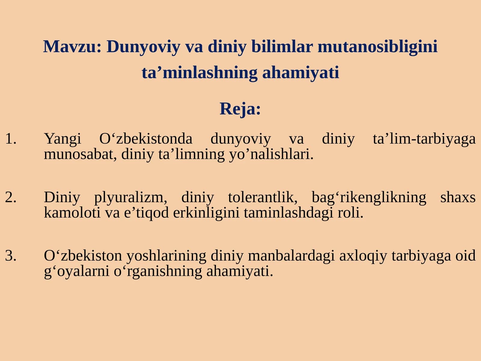 Dunyoviy va diniy bilimlarni mutanosibligini ta'minlashning ahamiyati
