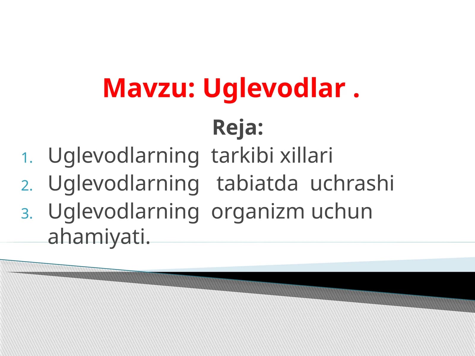 9-sinf Biologiya fanidan Uglevodlar mavzuda dars taqdimot
