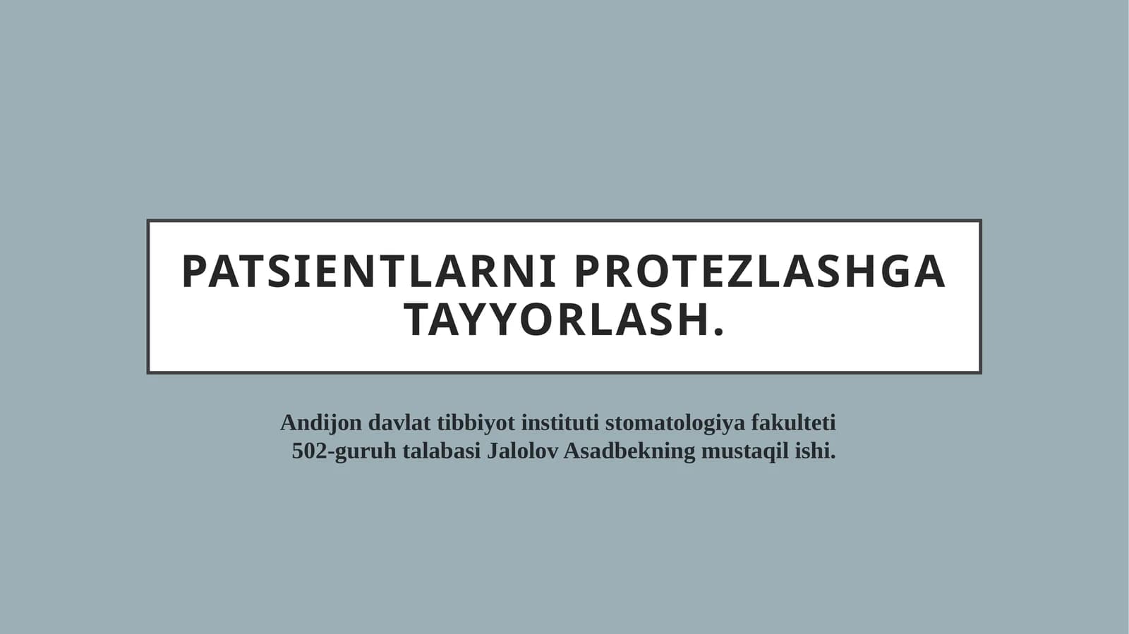 To'liq olib qo'yiladigan tish protezlariga og'iz bo'shlig'ini tayyorlash