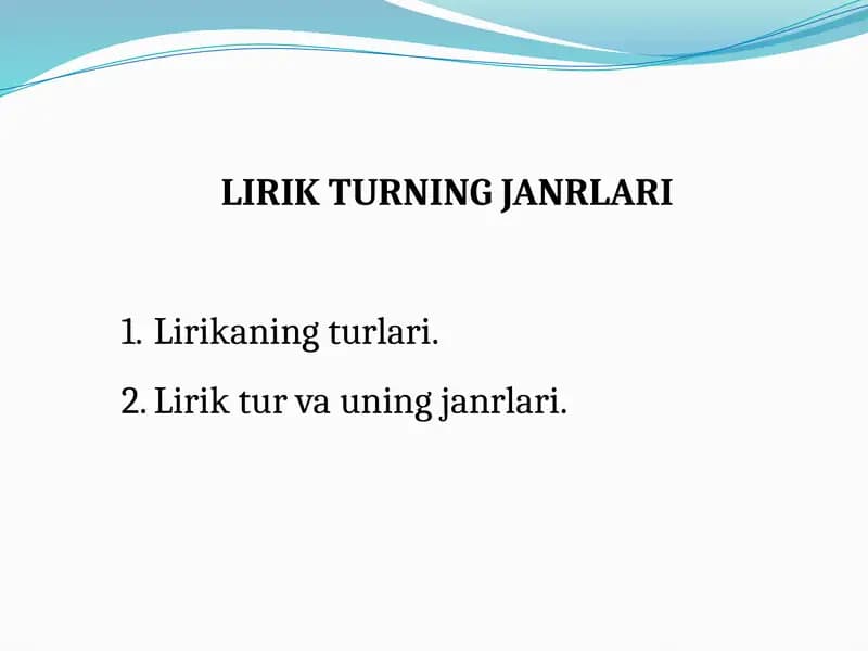 LIRIKTURNINGJANRLARI