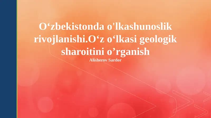 Viloyatning Geologik Sharoitlarini Oʻrganish