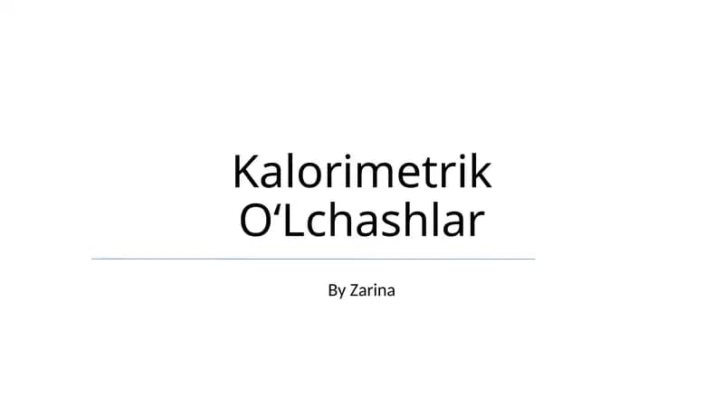 Kalorimetrik OʻLchashlar