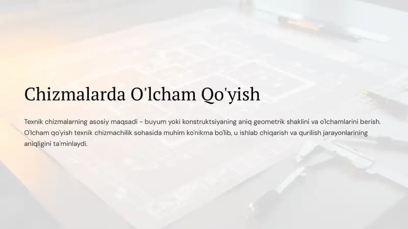 Chizmalarda O'lcham Qo'yish