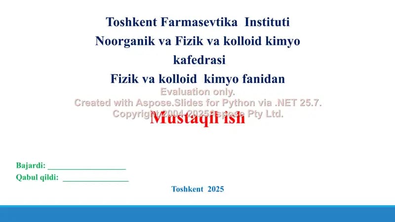 11.1. Kolloid eritmalarning olinishi. Taqdimot, 11 bet