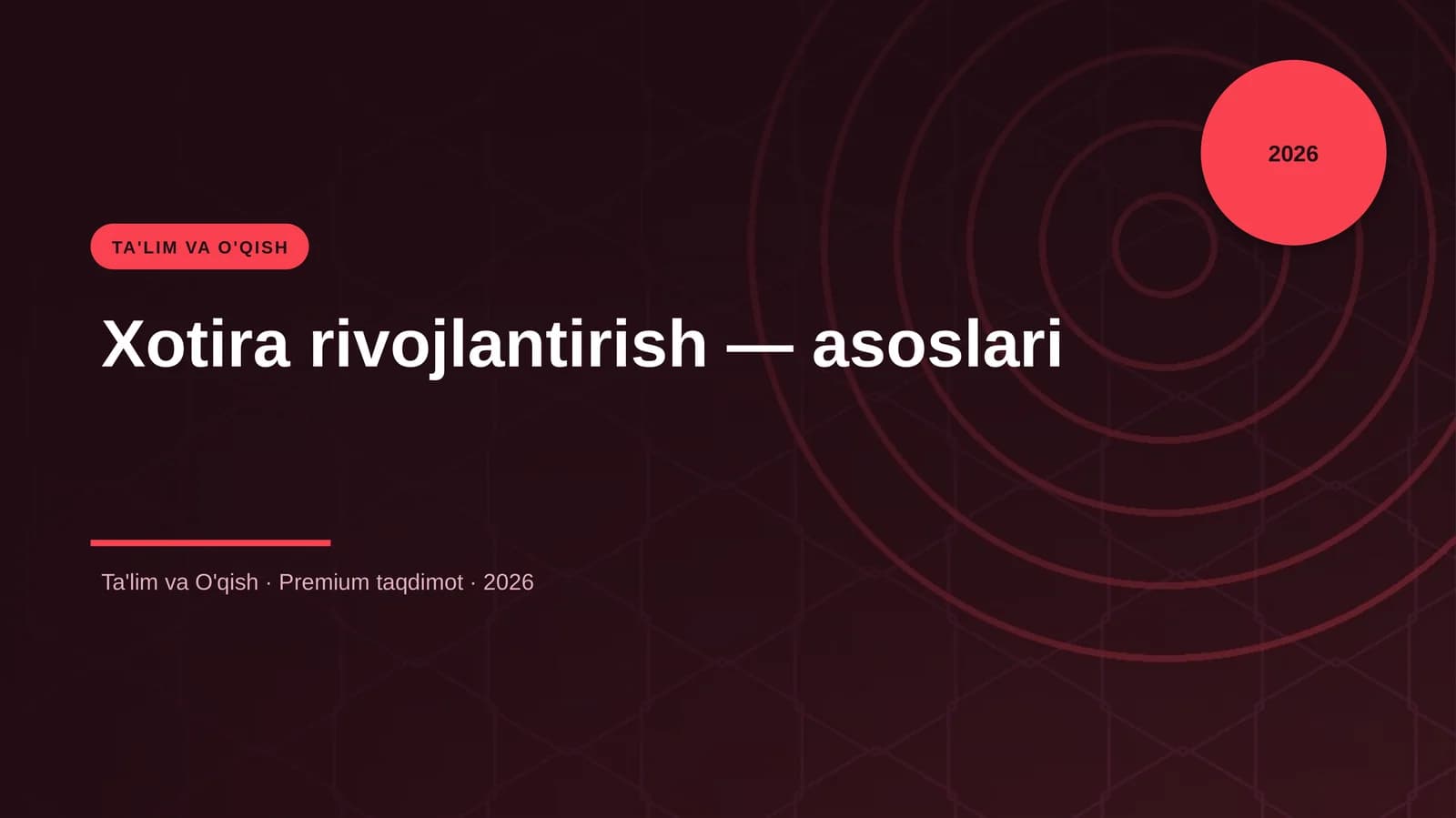 Xotira rivojlantirish — asoslari