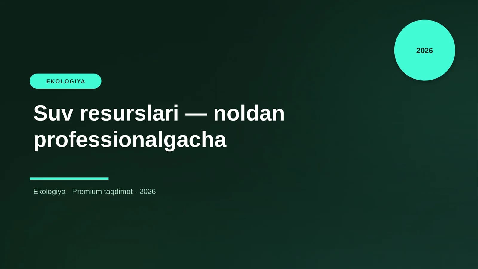 Suv resurslari — noldan professionalgacha