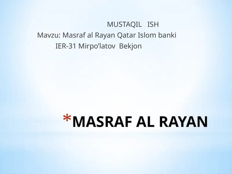 MASRAF AL RAYAN