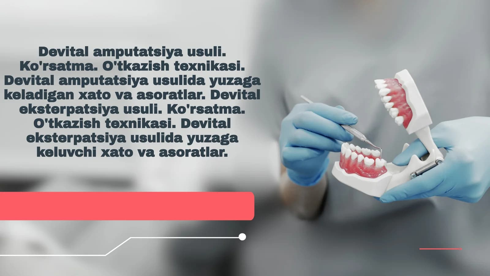 Devital amputatsiya usulining ko'rsatmalari va o'tkazish texnikasi