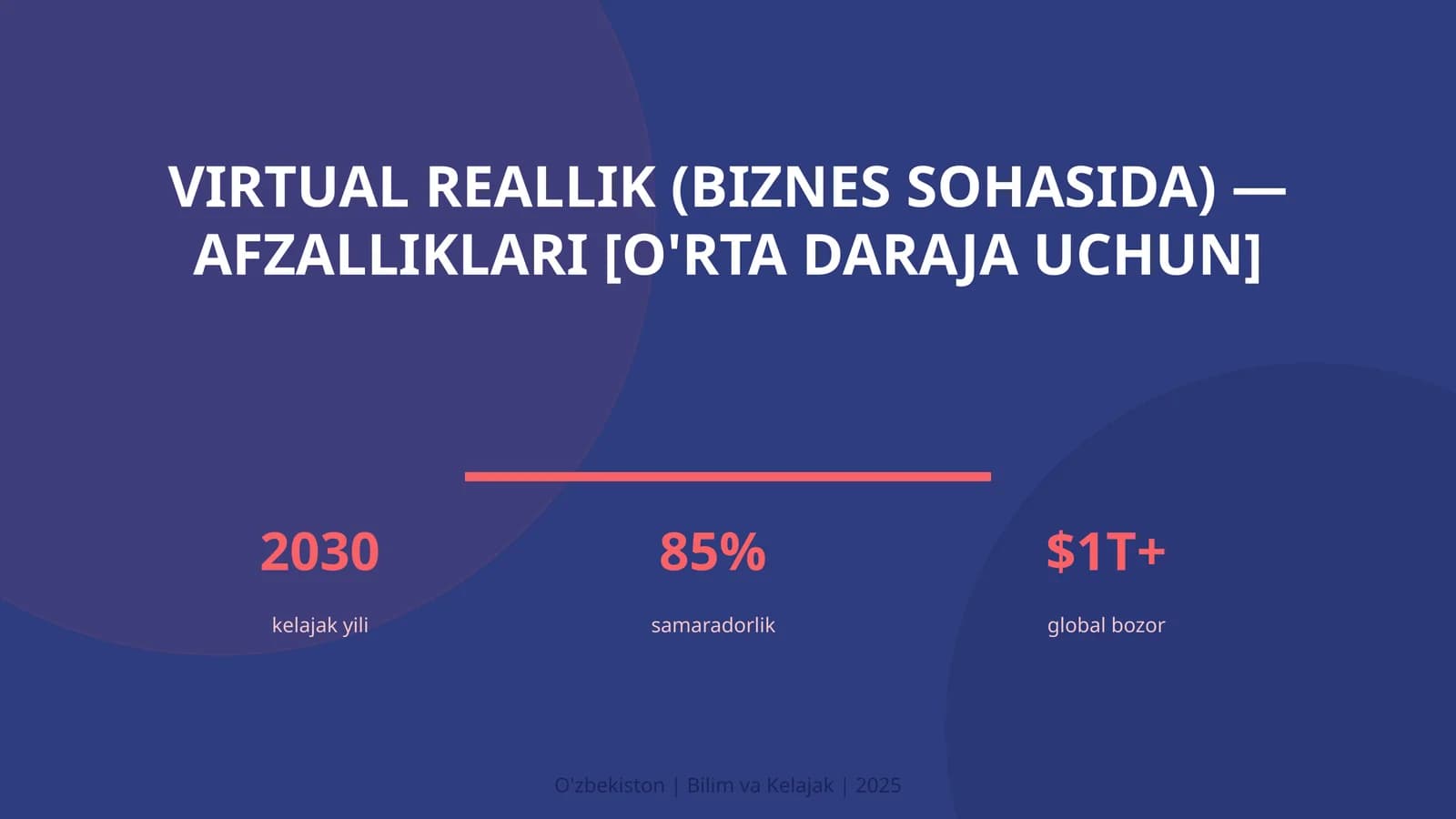 Virtual reallik (biznes sohasida) — afzalliklari [o'rta daraja uchun]