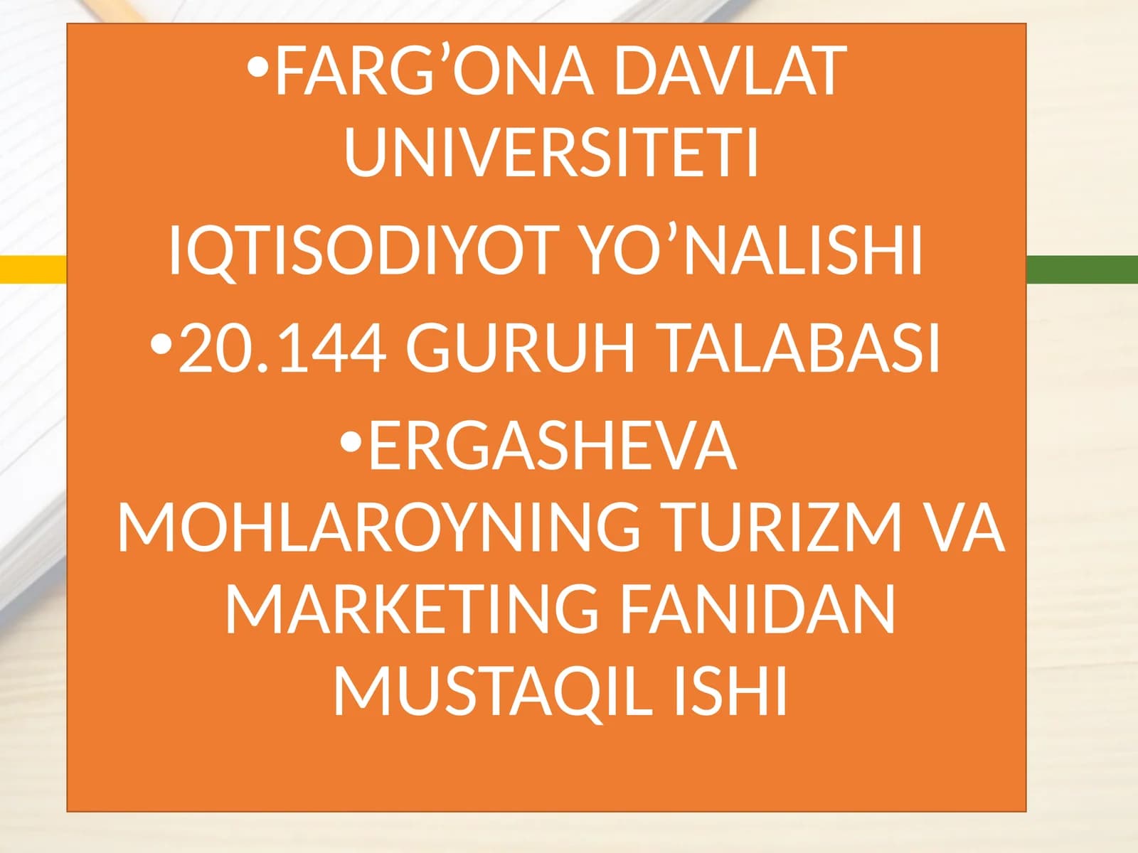 Turistikkorxonada marketing xizmatlarini takomillashtirish
