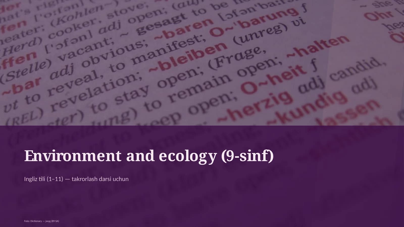 Environment and ecology (9-sinf)