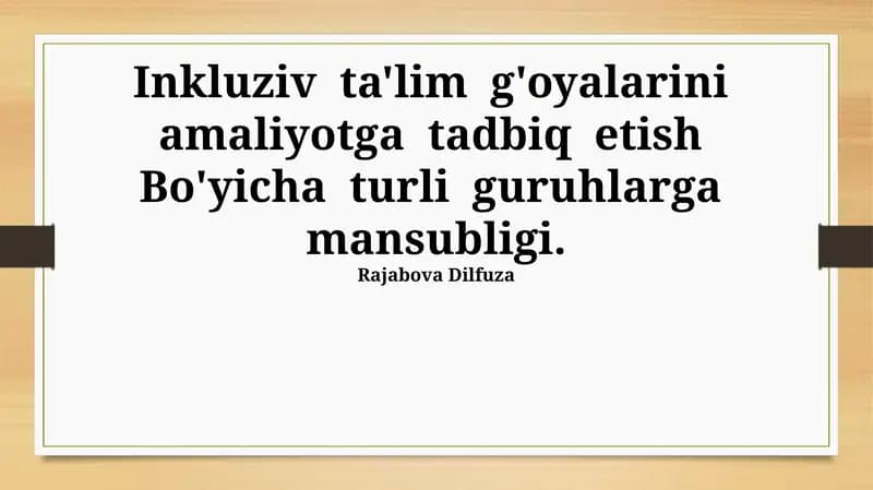 Nogiron bolalar uchun inklyuziv ta'lim