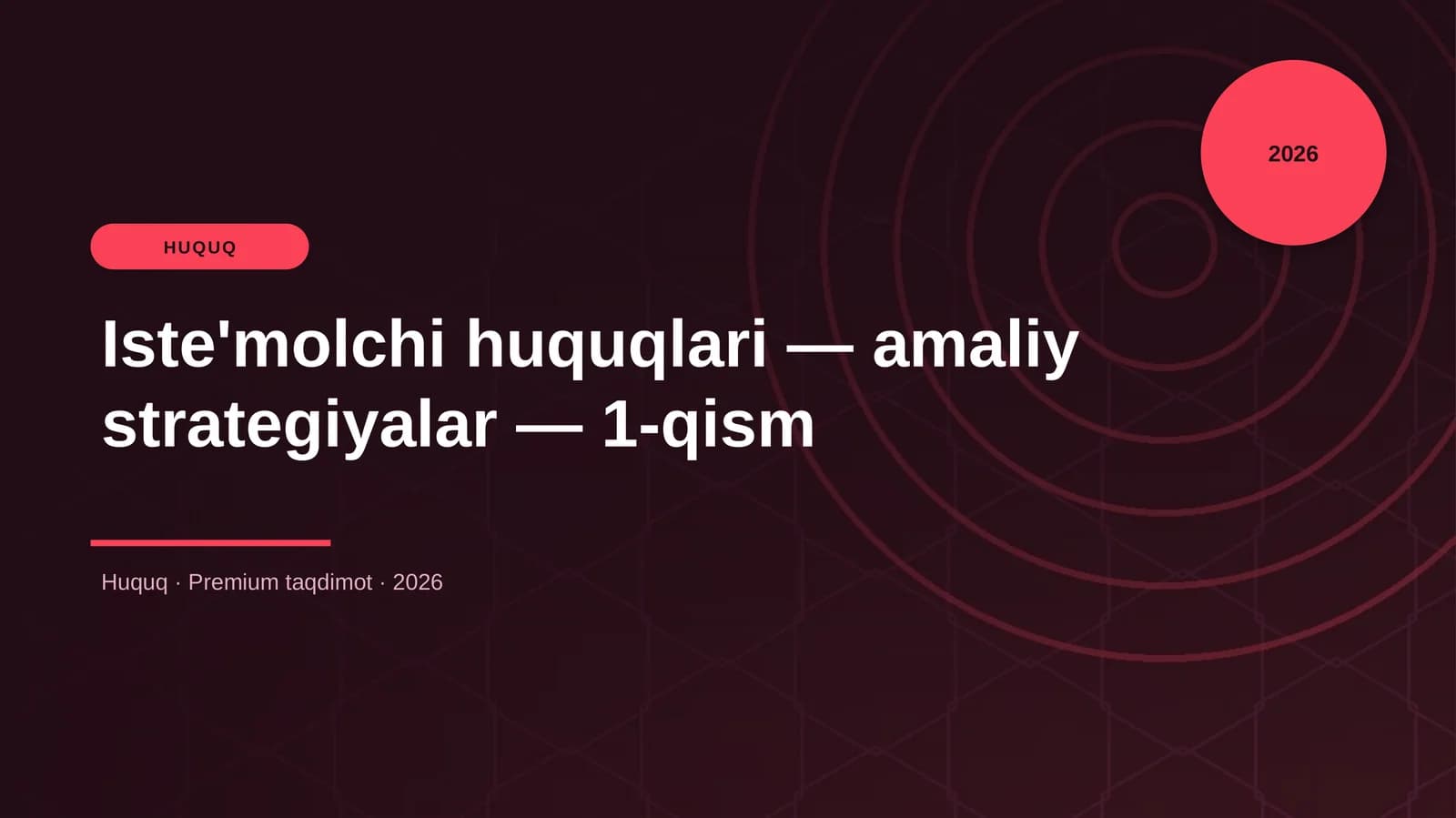 Iste'molchi huquqlari — amaliy strategiyalar — 1-qism
