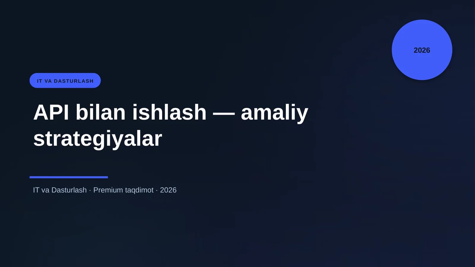 API bilan ishlash — amaliy strategiyalar