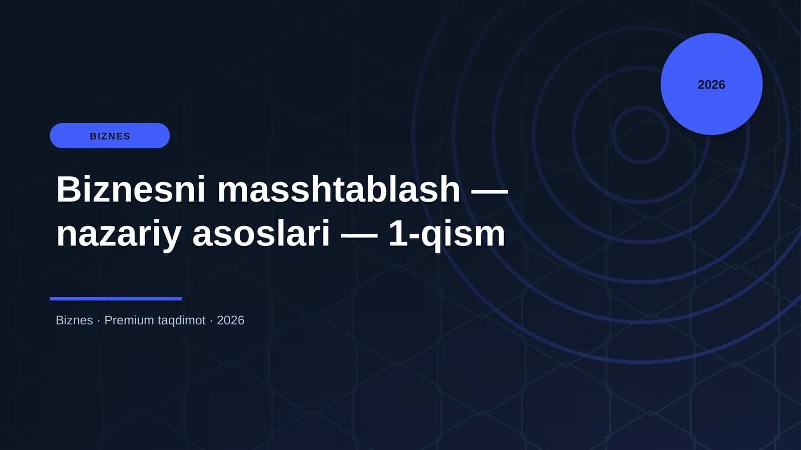 Biznesni masshtablash — nazariy asoslari — 1-qism
