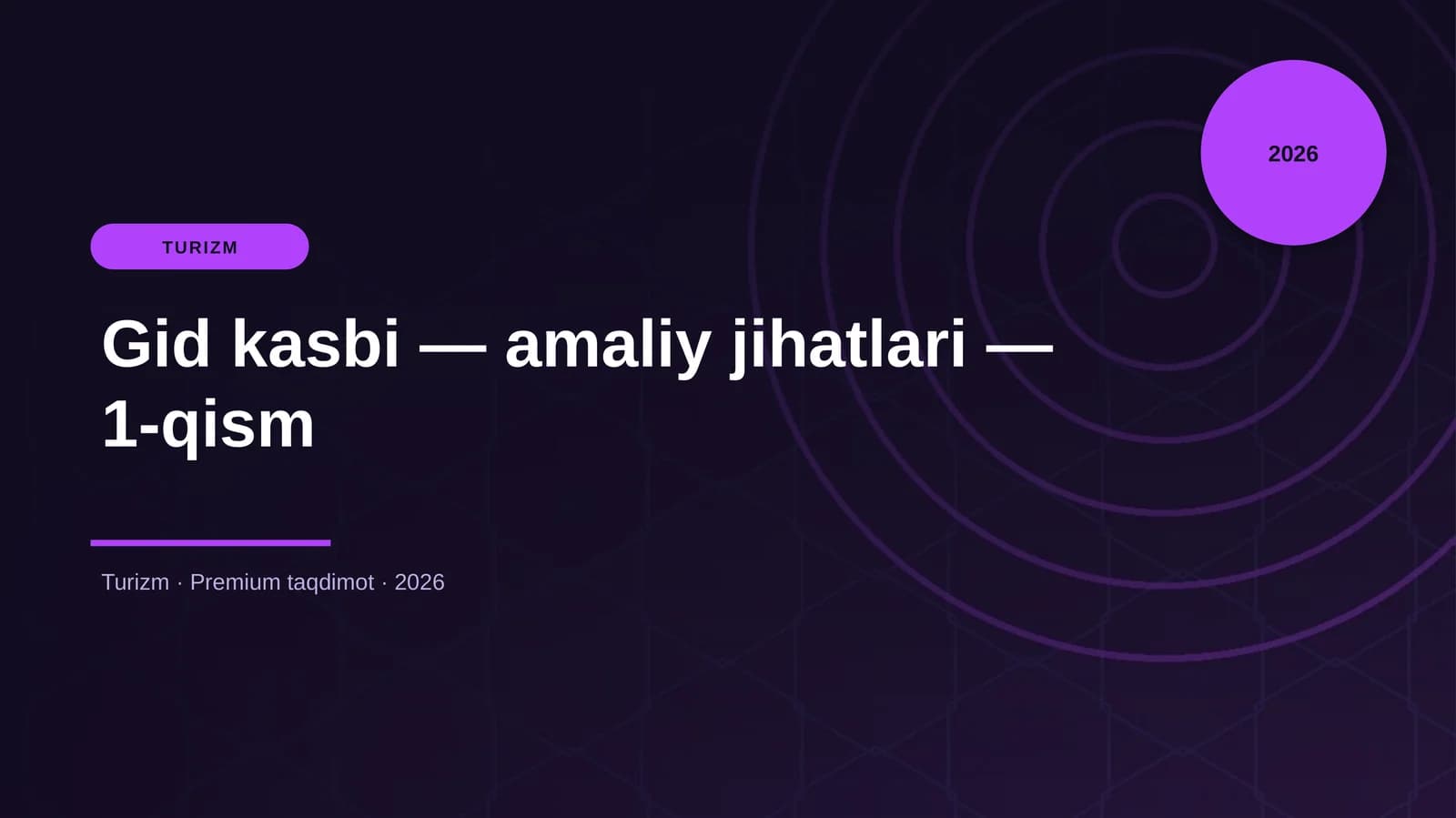 Gid kasbi — amaliy jihatlari — 1-qism