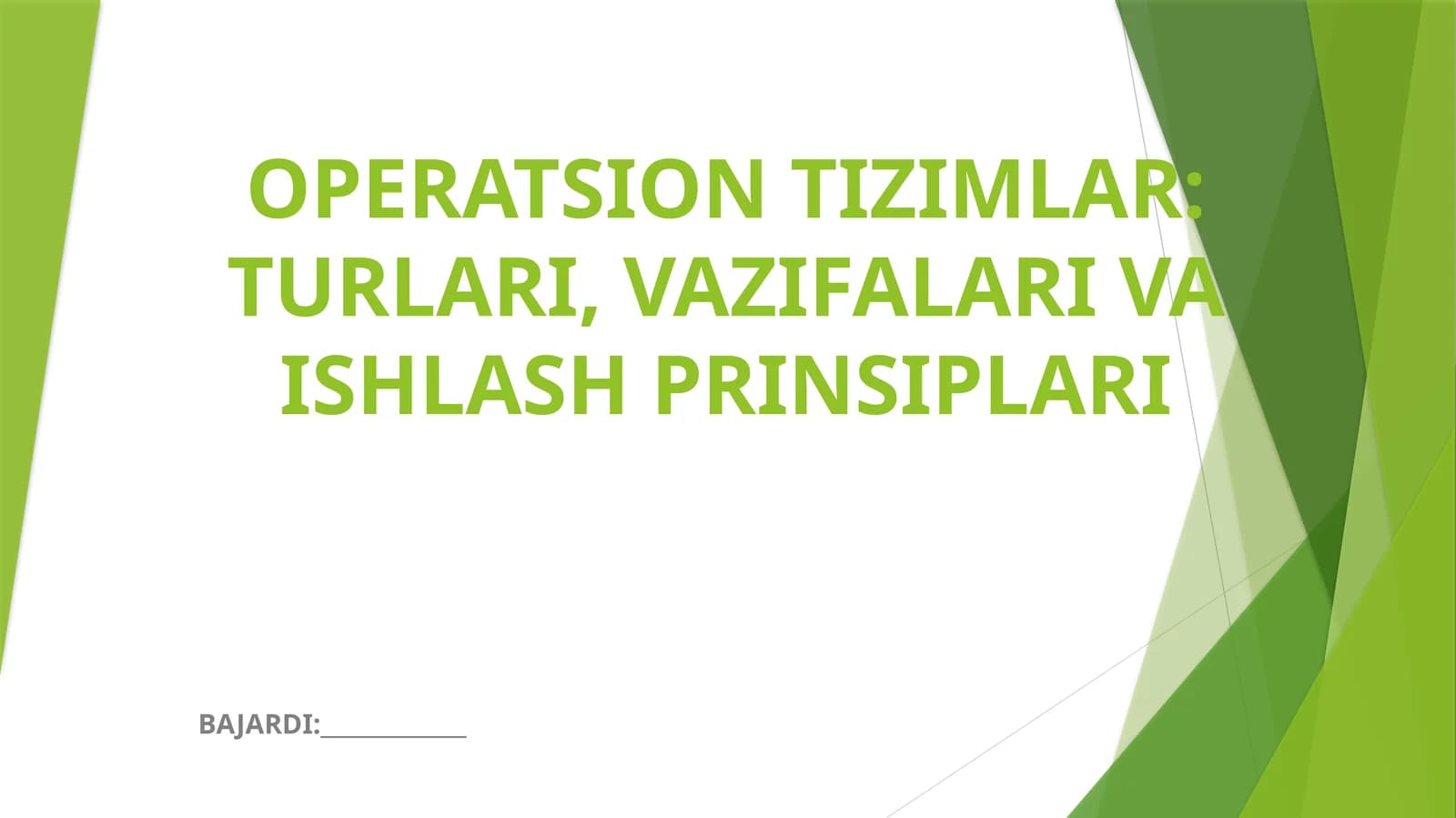 OPERATSION TIZIMLAR: TURLARI, VAZIFALARI VA ISHLASH PRINSIPLARI