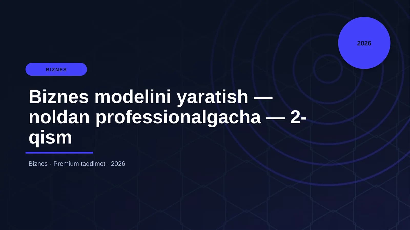 Biznes modelini yaratish — noldan professionalgacha — 2-qism