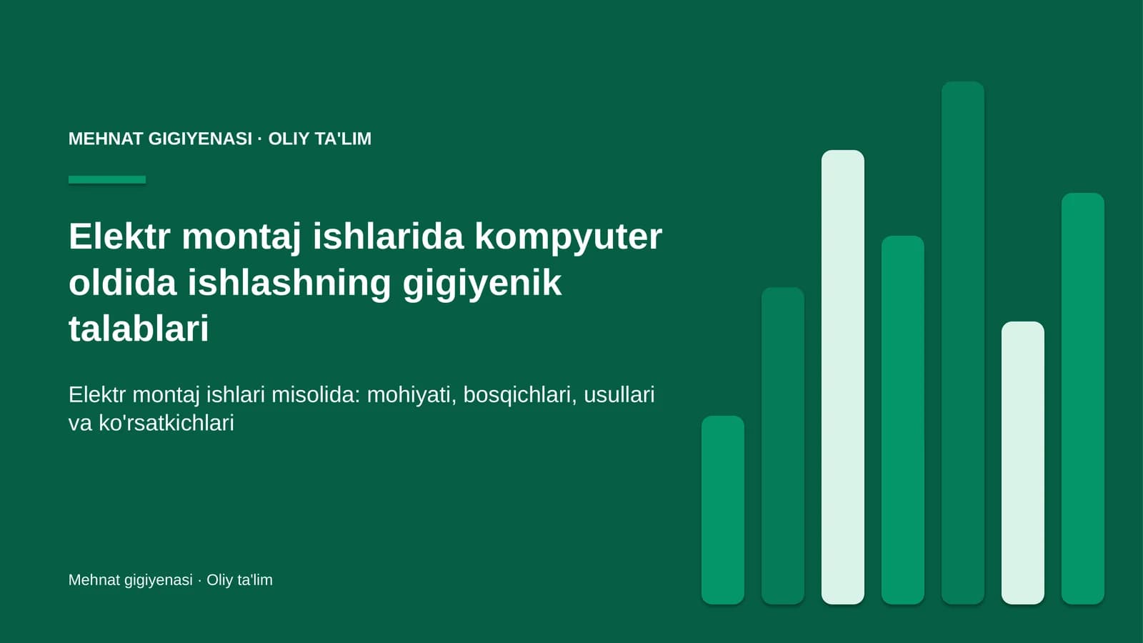 Elektr montaj ishlarida kompyuter oldida ishlashning gigiyenik talablari