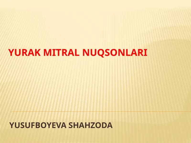 Yurakmitral nuqsonlari