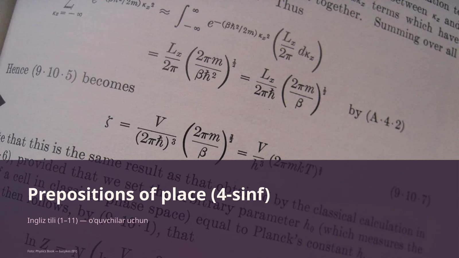 Prepositions of place (4-sinf)