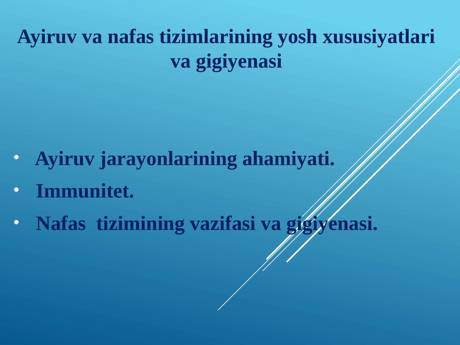 Nafastizimlarini Yoshxususiyatlari va Gigienasi