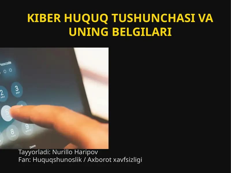 KIBER HUQUQ TUSHUNCHASI VA UNING BELGILARI