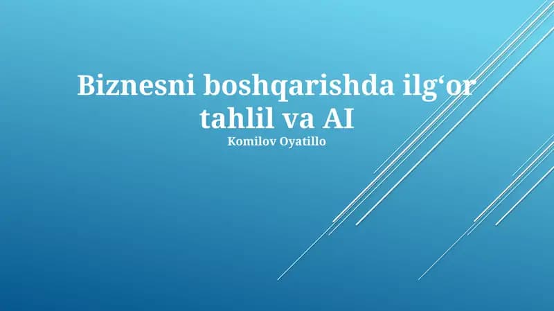Biznesni boshqarishda ilg‘or tahlil va AI