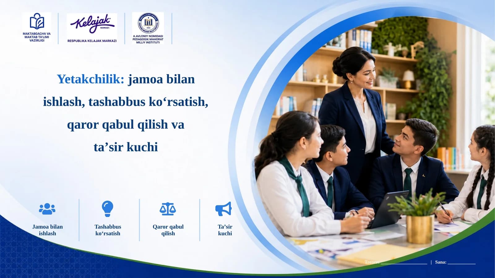 Yetakchilik: jamoa bilan ishlash, tashabbus koʻrsatish, qaror qabul qilish va taʼsir kuchi