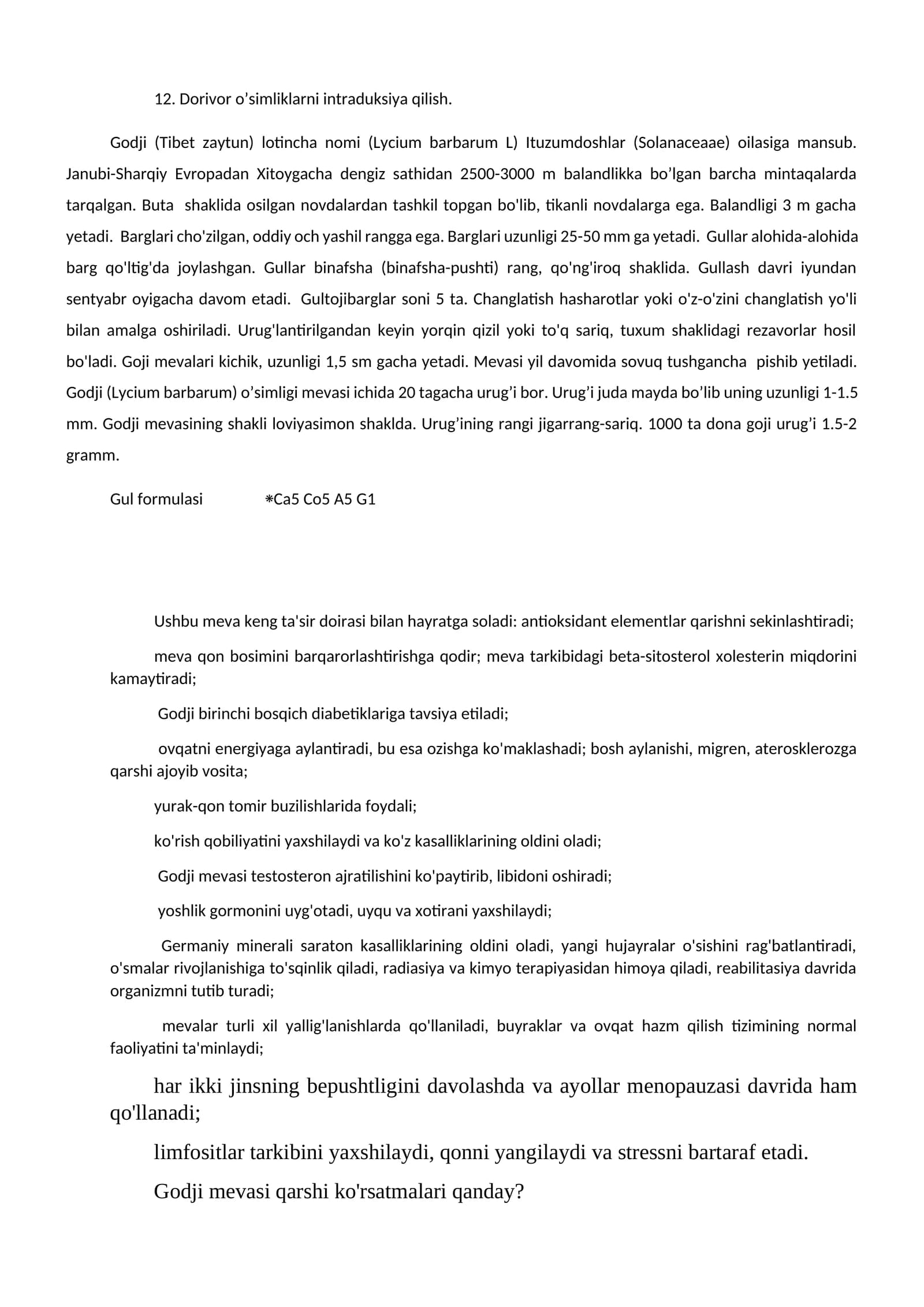 Dorivor o’simliklarni intraduksiya qilish