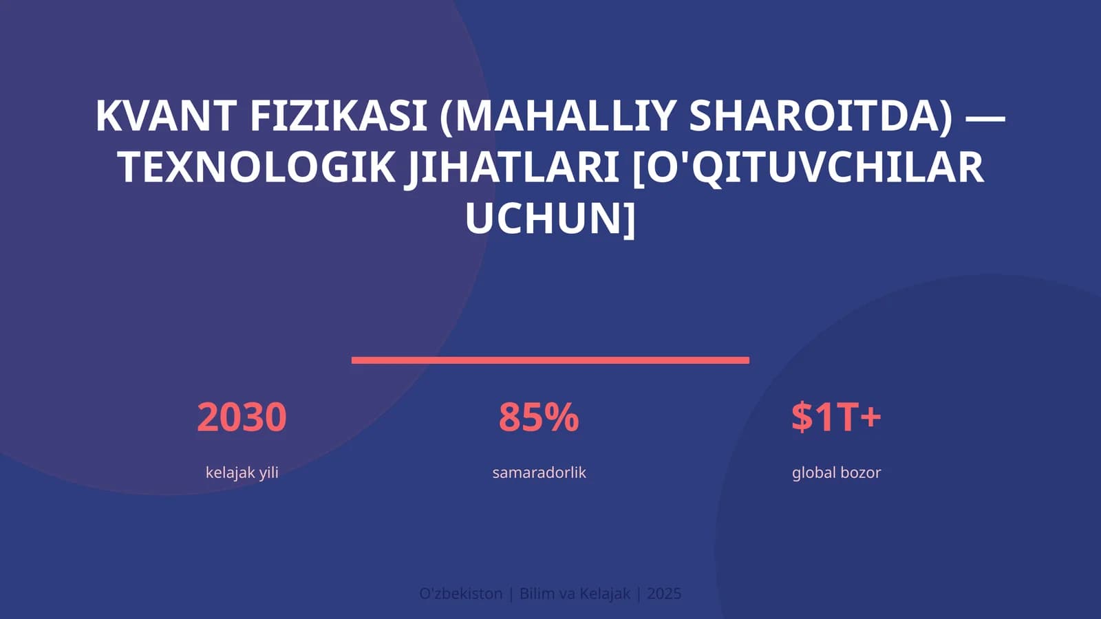 Kvant fizikasi (mahalliy sharoitda) — texnologik jihatlari [o'qituvchilar uchun]