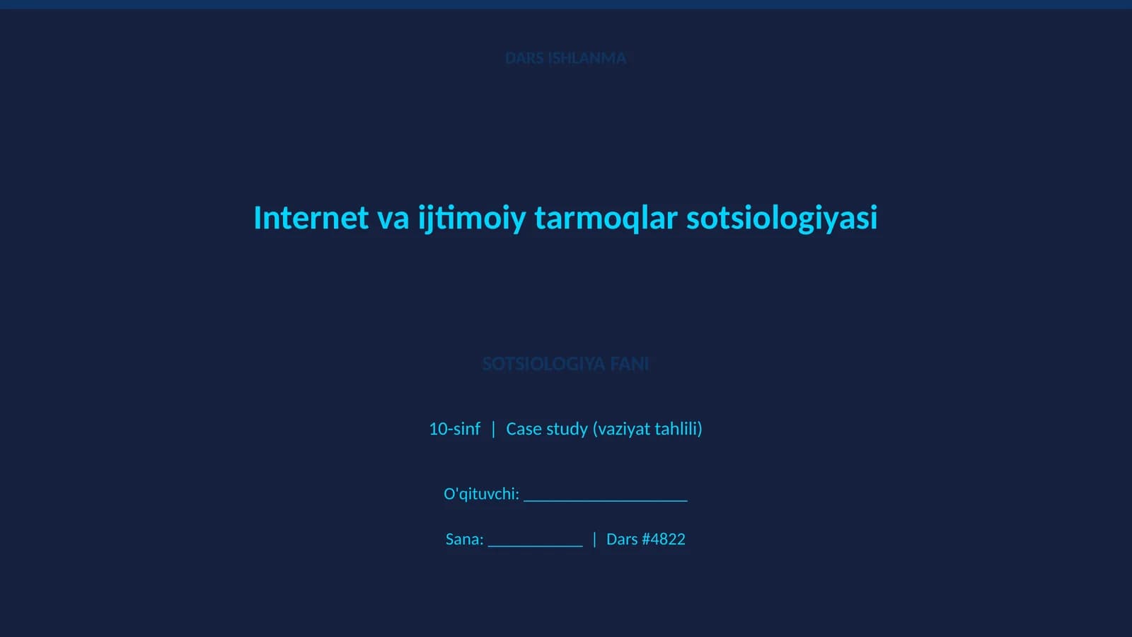 Internet va ijtimoiy tarmoqlar sotsiologiyasi DARS ISHLANMA