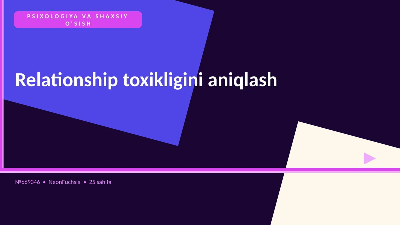 PSIXOLOGIYA VA SHAXSIY O'SISH