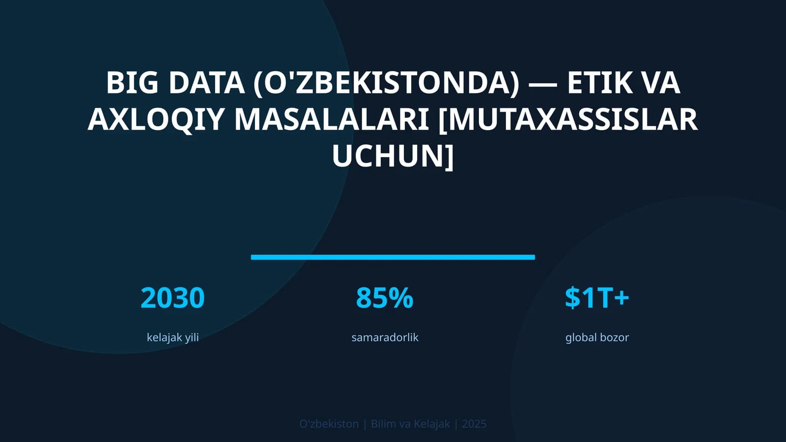 Big Data (O'zbekistonda) — etik va axloqiy masalalari [mutaxassislar uchun]