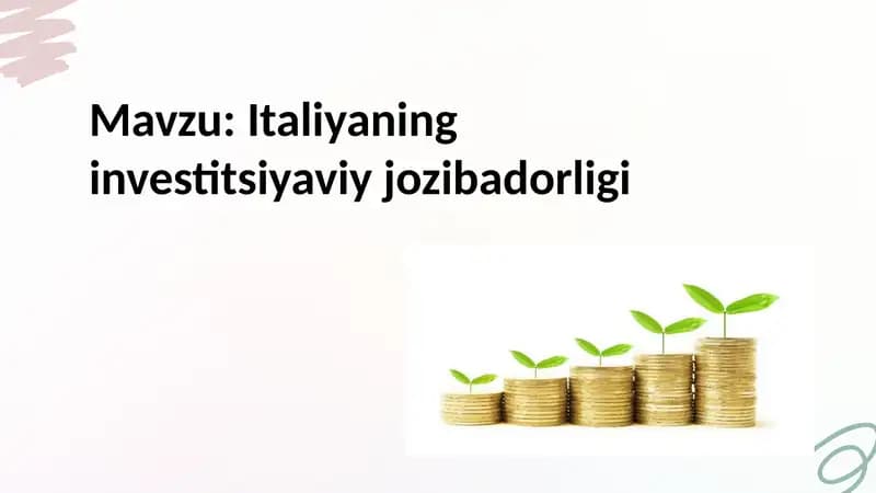Italiya  xorijiy investitsiyalar taqdimot