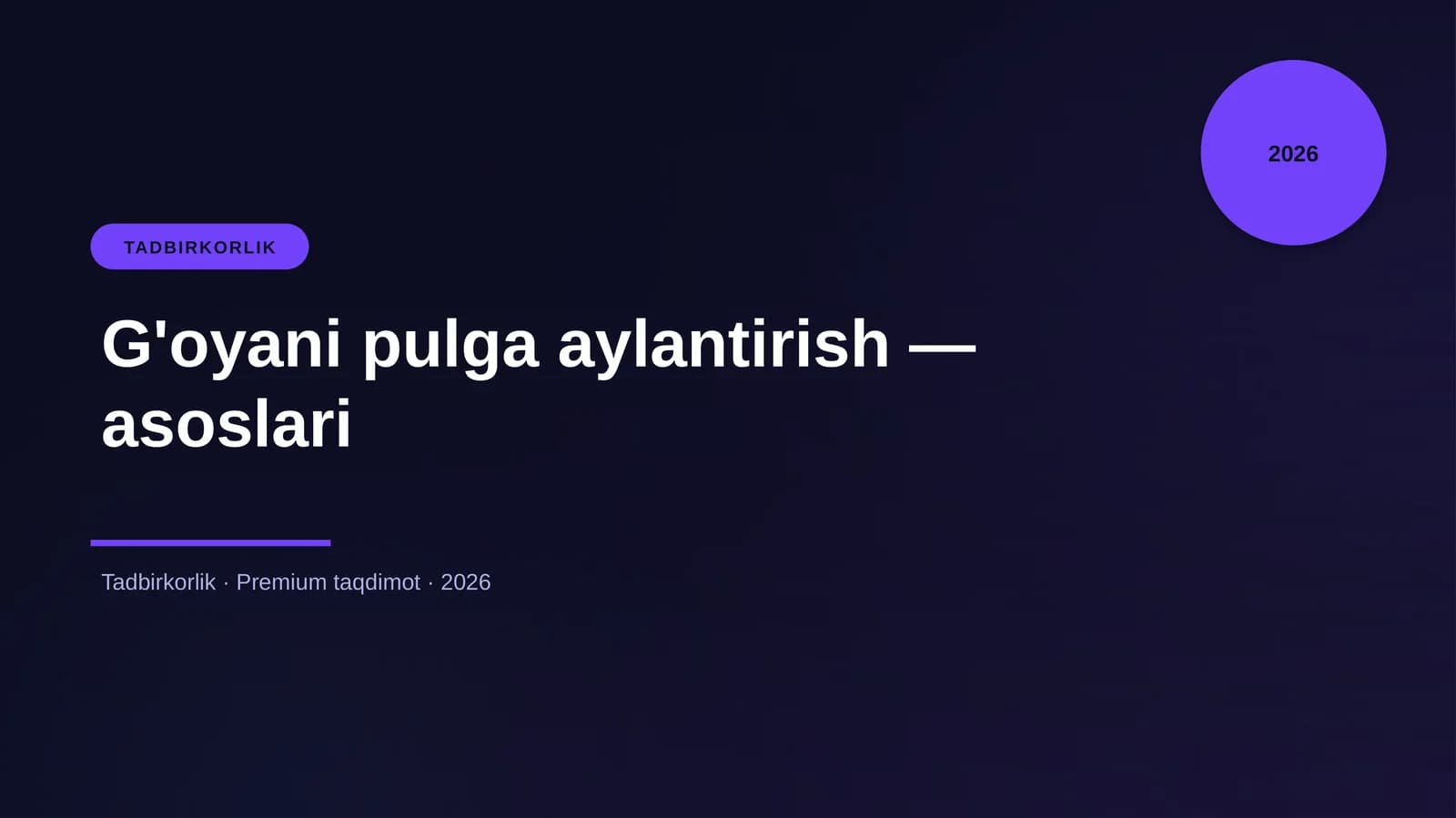 G'oyani pulga aylantirish — asoslari