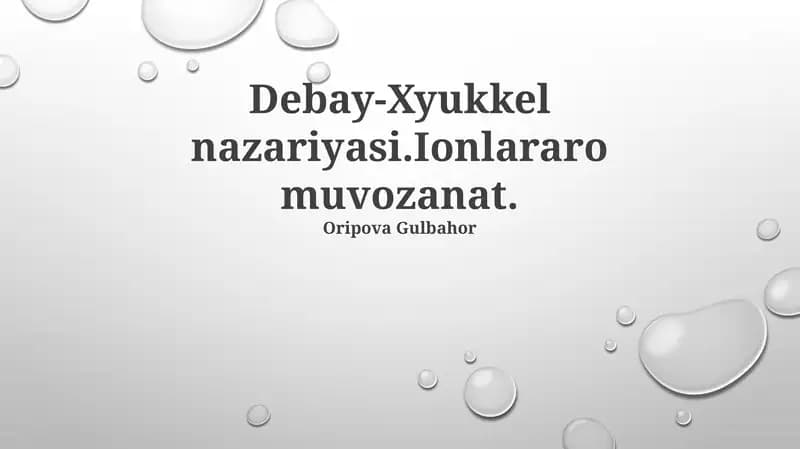 Debye-Xyukkel nazariyasi