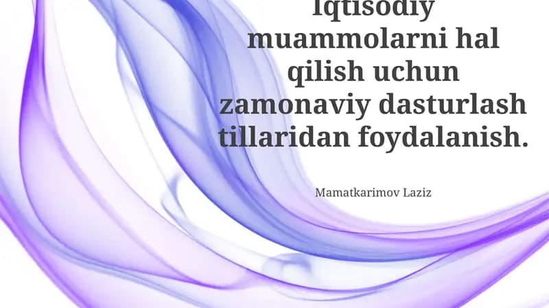 Iqtisodiy Muammolarni Hal Qilish