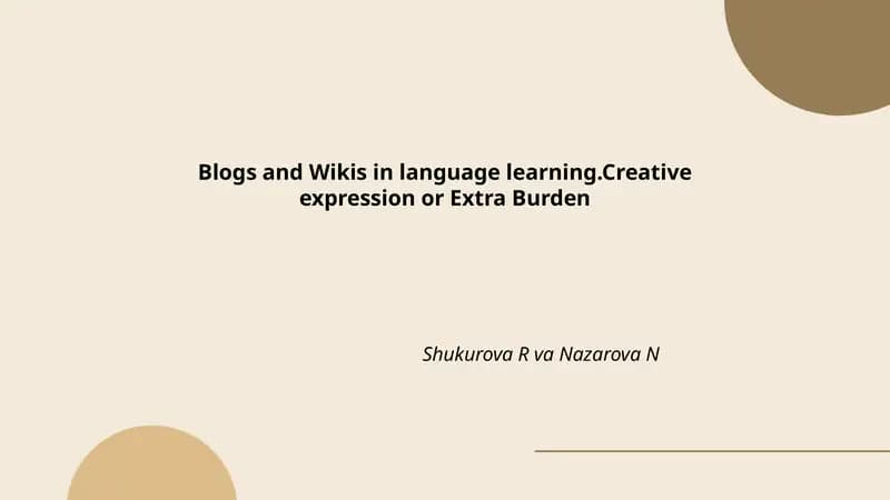 Blogs and Wikis in language learning