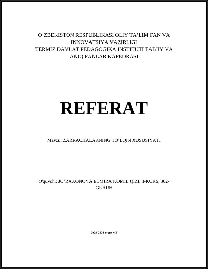 ZARRACHALARNING TO‘LQIN XUSUSIYATI