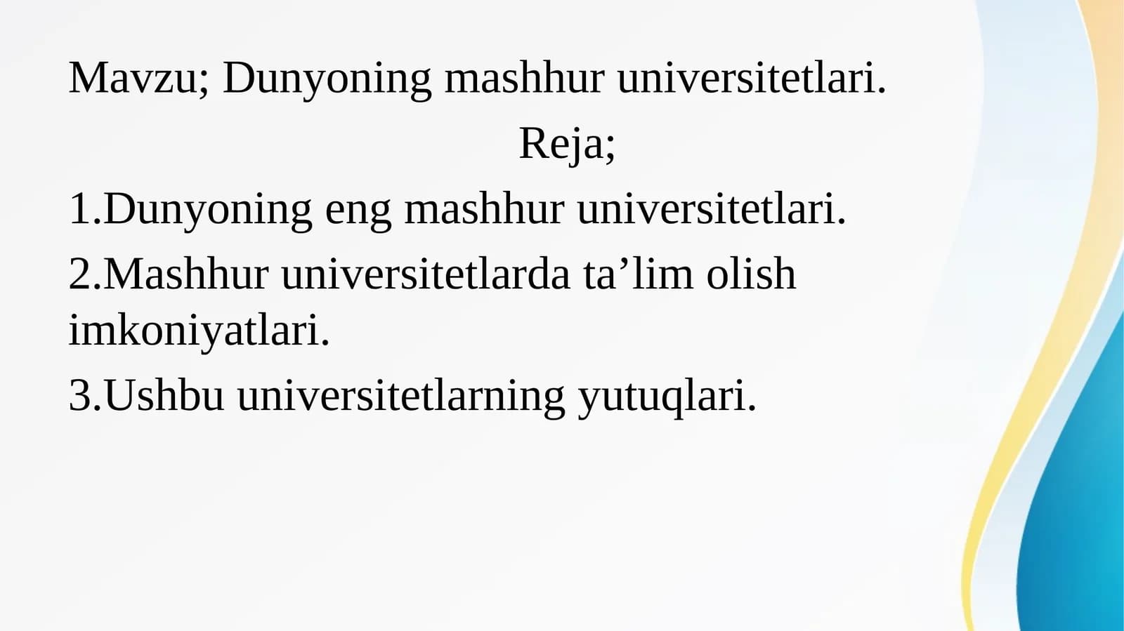 Dunyoning mashhur universitetlari