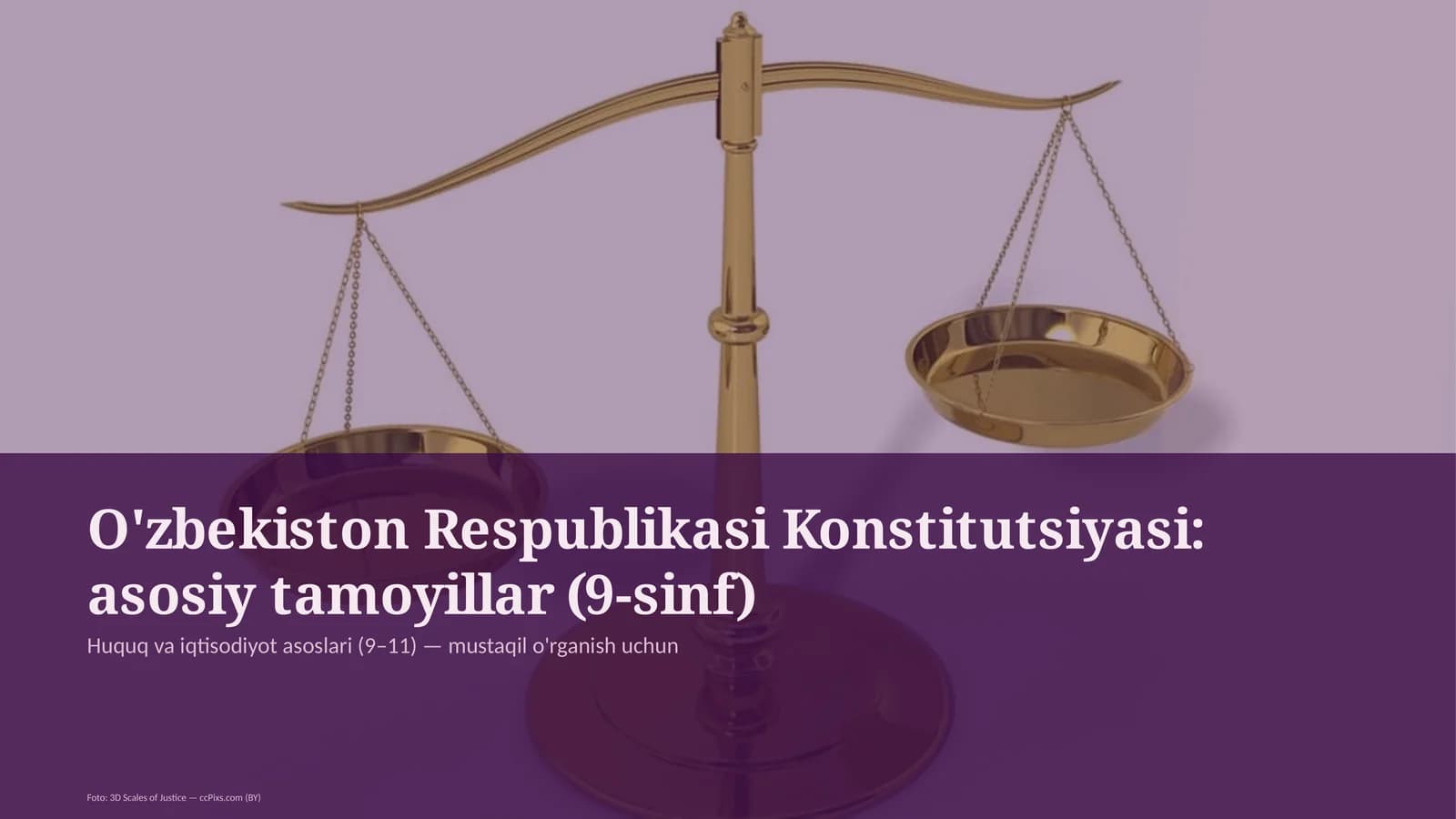 O'zbekiston Respublikasi Konstitutsiyasi: asosiy tamoyillar (9-sinf)