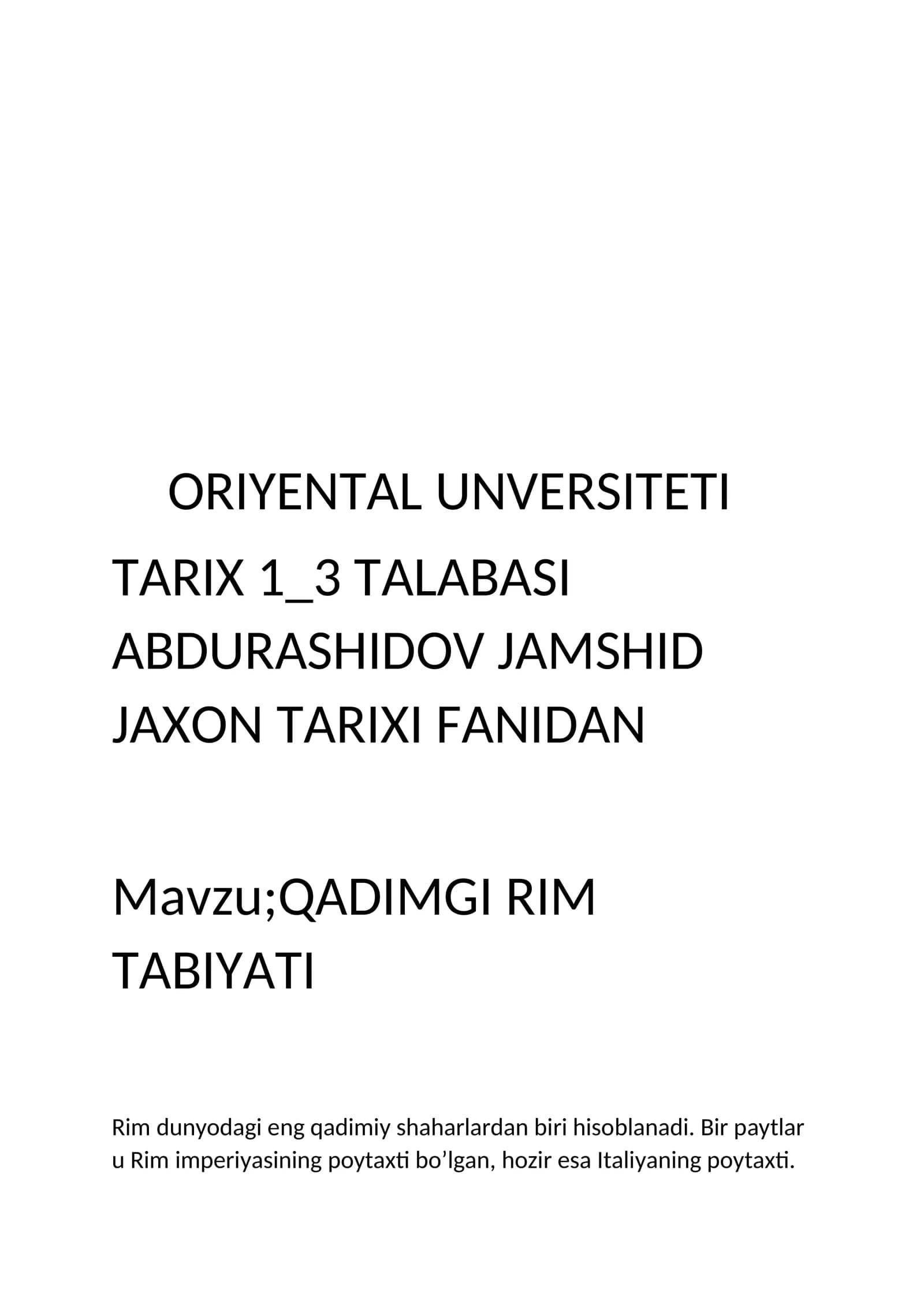 QADIMGI RIM TABIYATI