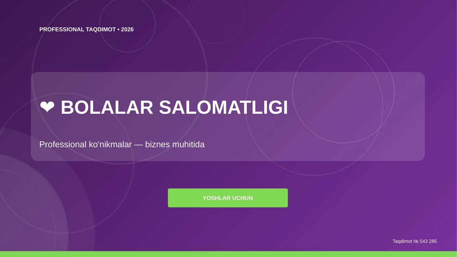 Bolalar salomatligi: professional ko'nikmalar (biznes muhitida) [yoshlar uchun]