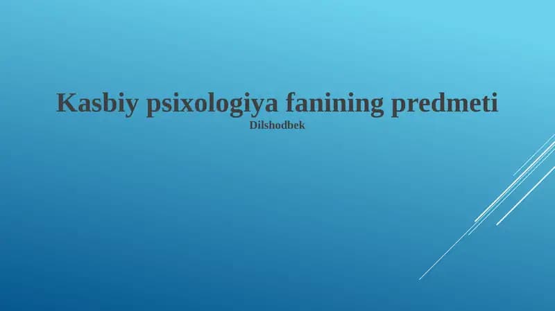 Kasbiy psixologiya fanining predmeti