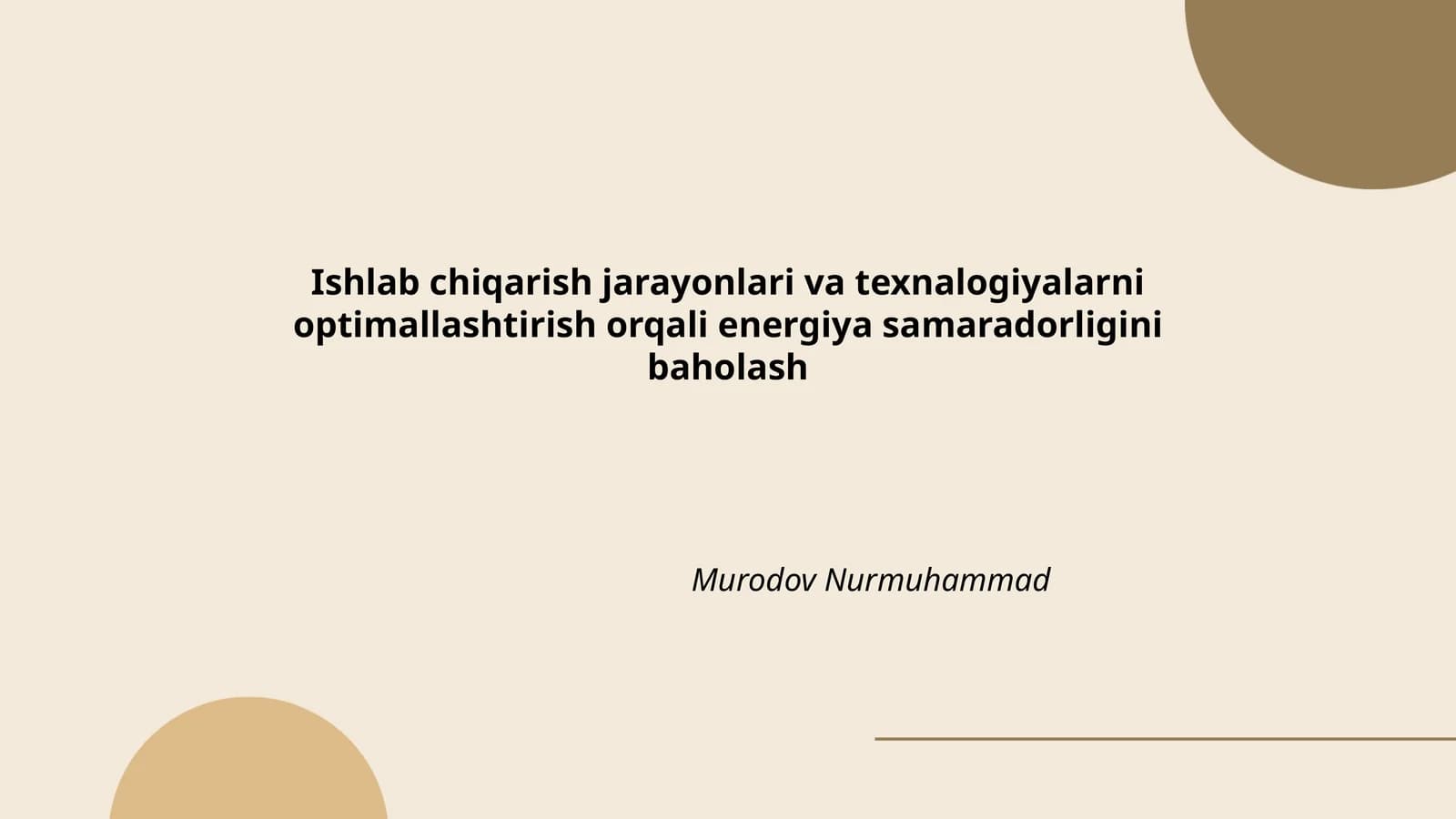 Ishlab chiqarish jarayonlari va texnalogiyalarni optimallashtirish