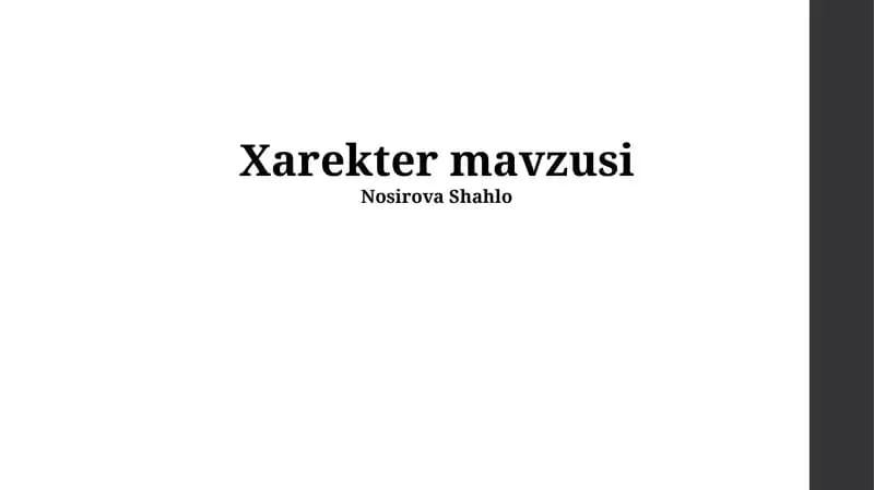 Xarekter mavzusi