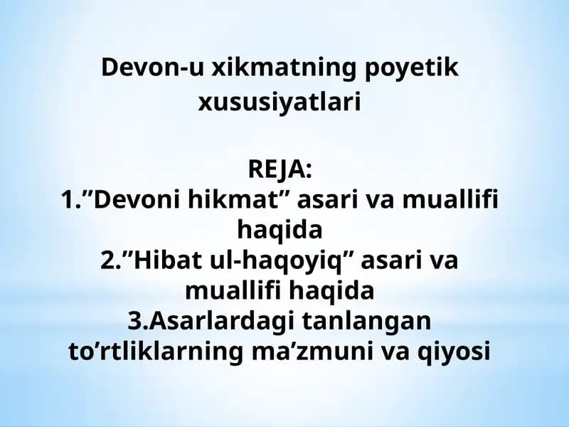 Devon-uxik matning poyetik xususiyatlari