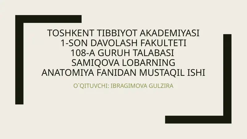ANATOMIYA FANIDAN MUSTAQIL ISHI